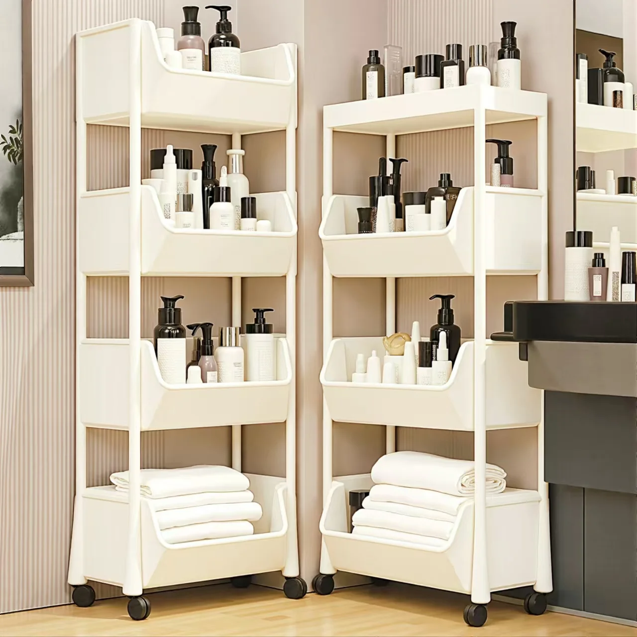5-tier Storage Rack Storage Cart Bookshelf - Mobile Storage Rack with Wheels for Living Room Bedroom Dormitory Book Storage Rack image 5