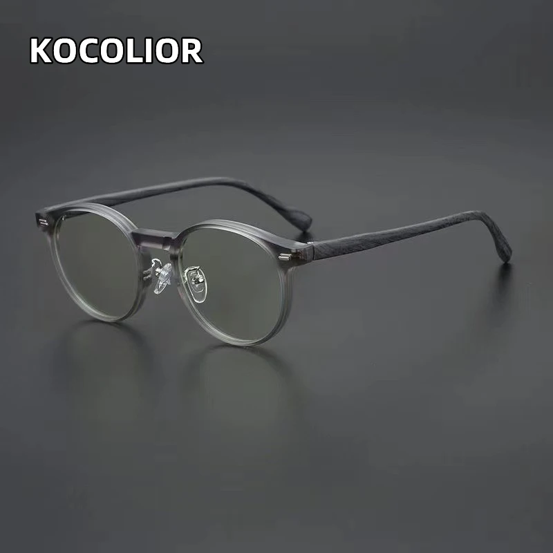 

New Retro Wood Grain Reading Glasses Anti Blue Light Eyeglasses Round Frame for Men and Women Customized Prescription Eyewear