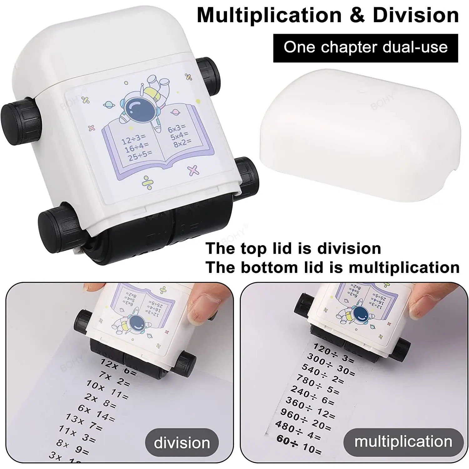 Roller Digital Teaching Stamp 2 In 1 Double Side Multiplication Division Roller Stamp Reusable Calculation Math Educational Toys