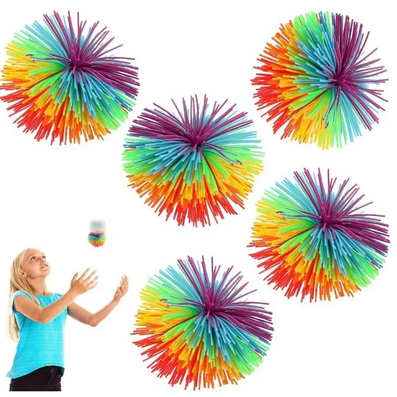 10cm Arco Iris goma Wireball juguete mágico diversión Extérieur juegos elásticos Jouets Sensoriels Interactive Cadeaux De vacaciones Pour Enfants