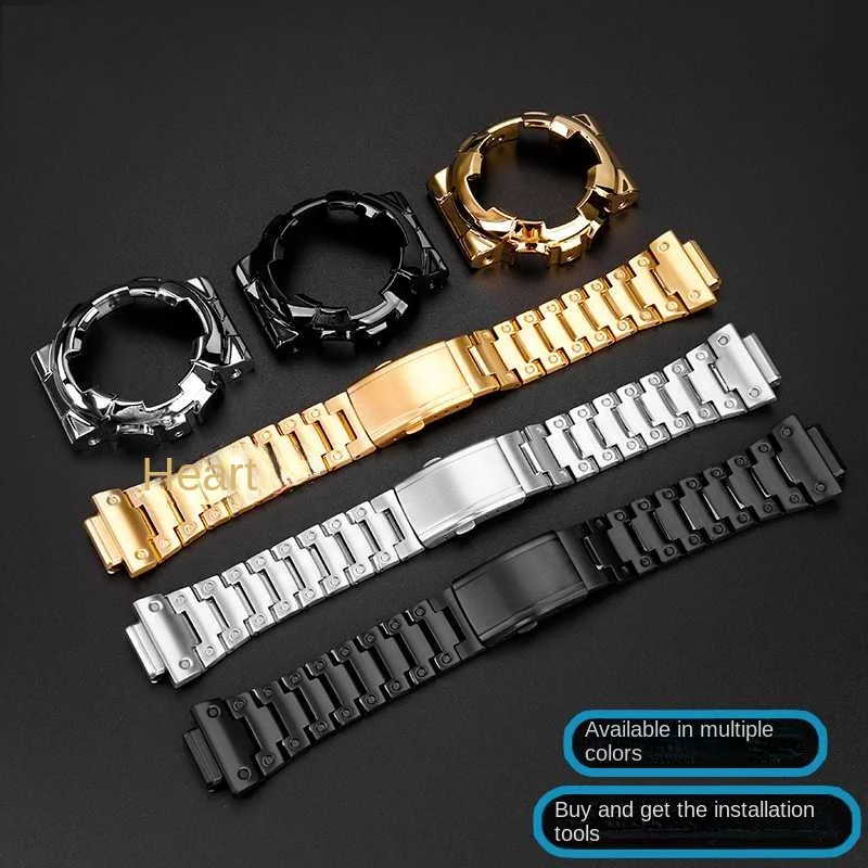 Watch Accessories For Casio G-SHOCK GA-110GB/100/120 Black Samurai Modified Stainless Steel Watchband metal Case Bezel