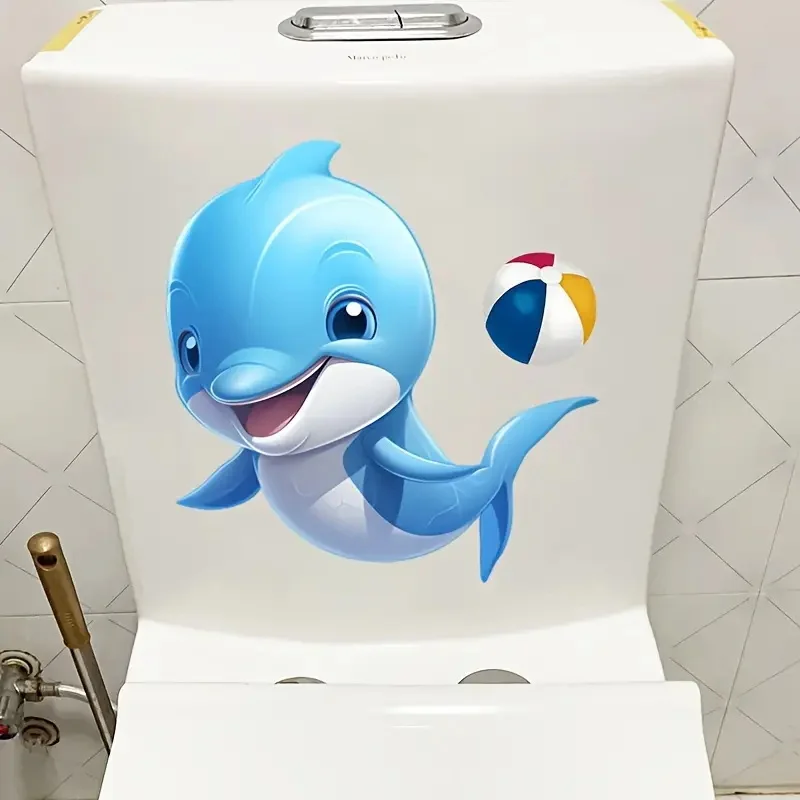 

Dolphin Toilet Lid Decal Toilet Stickers, Bright Wall for Home, Cabinet, Door,Refrigerator Decoration, Vinyl Car Decals,
