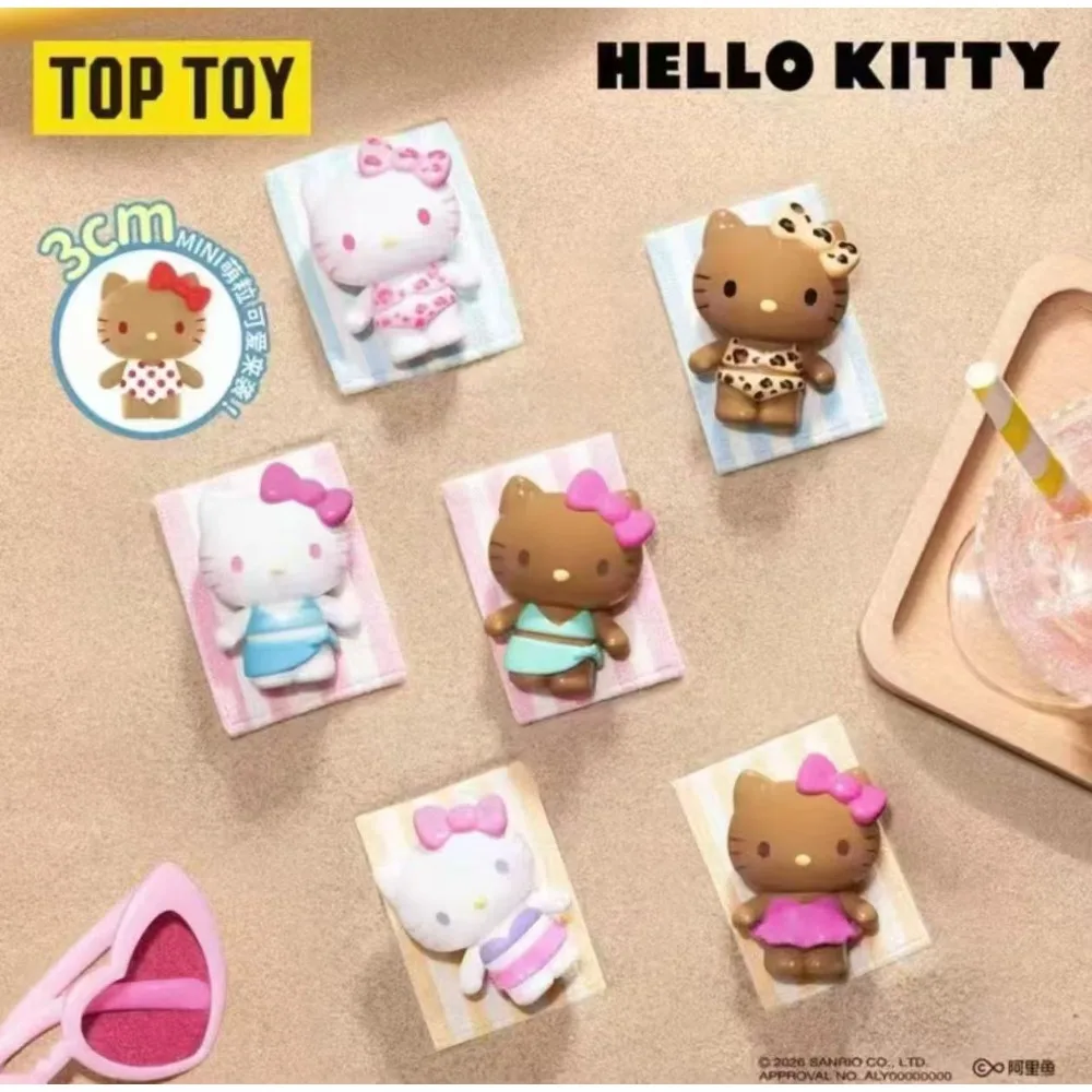 100% Original TOPTOY Tan-Skin Hello Kitty Badeanzug Party Überraschungstasche Rainbow Candy Serie Vol.2 Mini-Figur als Tischdekoration