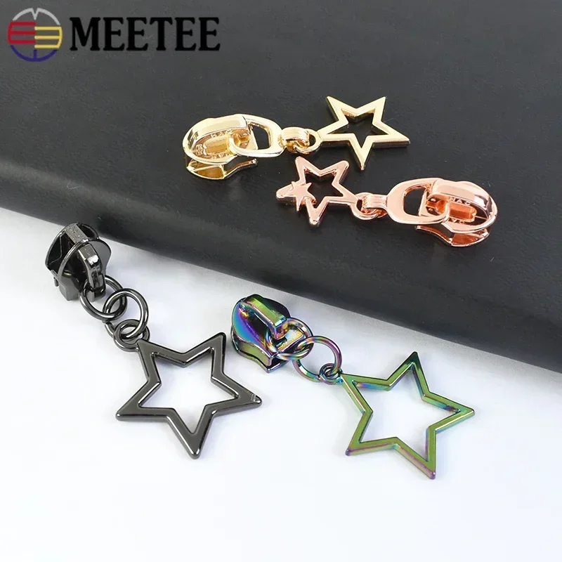 5/10/30P Meetee 5# Star Zipper Slider Puller for Zip Jacket Nylon Zips Pull Bag Zippers Head Sewing Closure Repair Kit Accessory