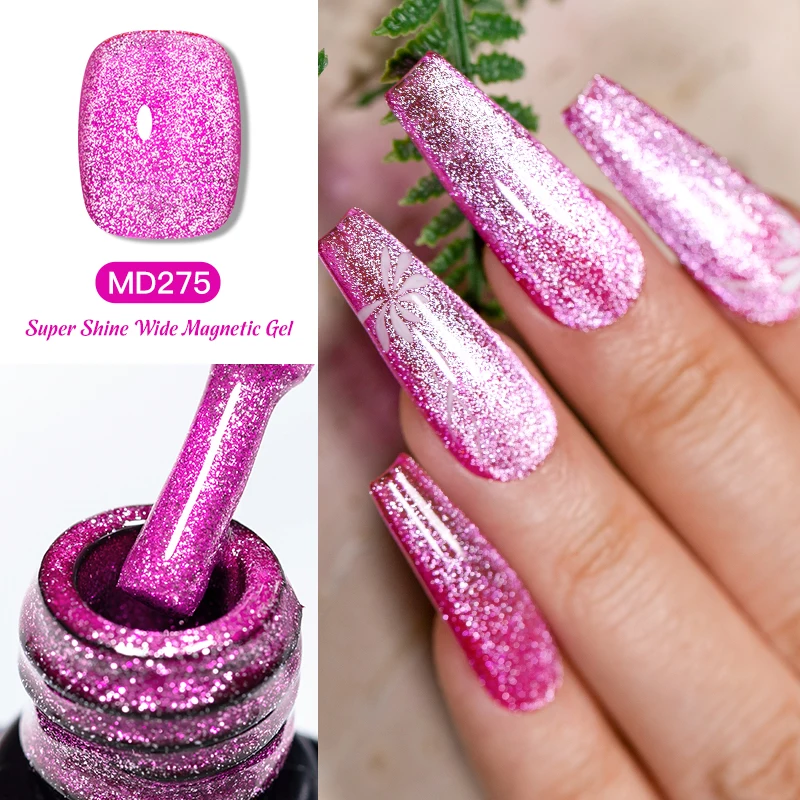 8ml Super Shine กว้างแมวแม่เหล็กเจลเล็บสีแดงสีเขียว Glitter เล็บกึ่งถาวร UV/LED เจลเคลือบเงาสําหรับฤดูร้อนเล็บ
