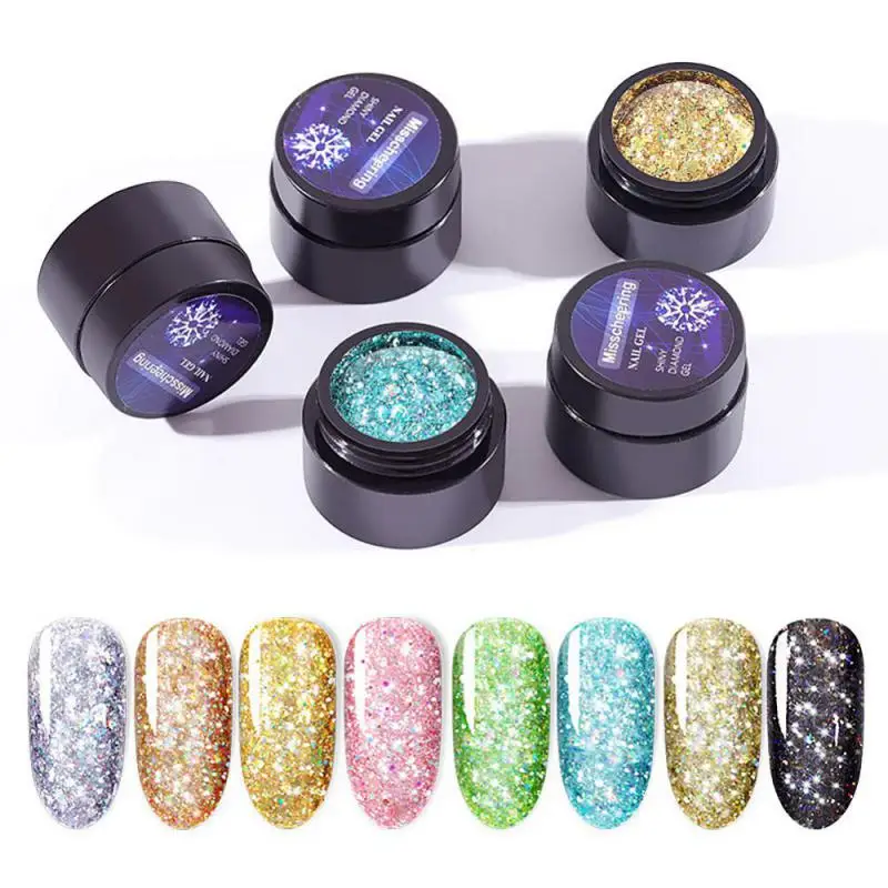 5ML Glänzende Gel Nagellack Farbe Nagel Kunst Lacke Semi Permanent Diamant Glitter Polnischen UV Nagel Gel Top Mantel maniküre TSLM1