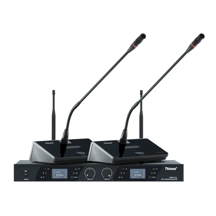 

Thinuna GMW-U2A Newest Dual Channel Uhf Wireless Gooseneck Conference Microphone For Office Solution Audio Conferencing System