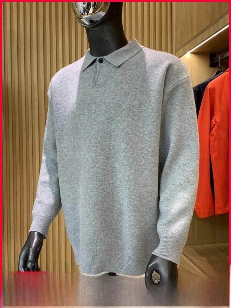 

Мужской вязаный свитер в итальянском стиле из натурального древесного волокна с воротником, модный, роскошный, с длинным рукавом, зимний топ