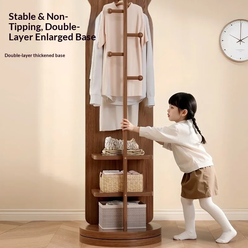# Floor Mirror Full Length Rotating  Bear Design Movable Full Body Standing Mirror Bedroom Living Room Hat Hanger Household