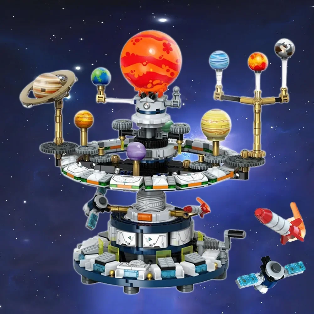 Set di modellini del sistema solare, kit di mattoncini per un planetario girevole, ideale per gli appassionati di astronomia, un regalo creativo per uomo e donna.