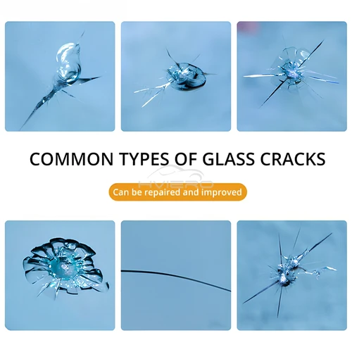 Imagen 2 del producto Kit de resina para reparación de parabrisas de coche, herramientas para romper el parabrisas, pegatinas protectoras para restauración de arañazos, limpiador de vidrio, cuidado sin rastro