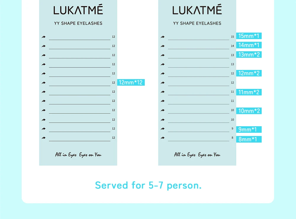 LUKATME YY Wimpernverlängerung 12 Reihen Matt Schwarz C/D Curl 8-15mm Zwei Spitzen Y-Form Künstliche Wimpern Schnelle Anwendung YY Wimpern zum Üben – Detail 5