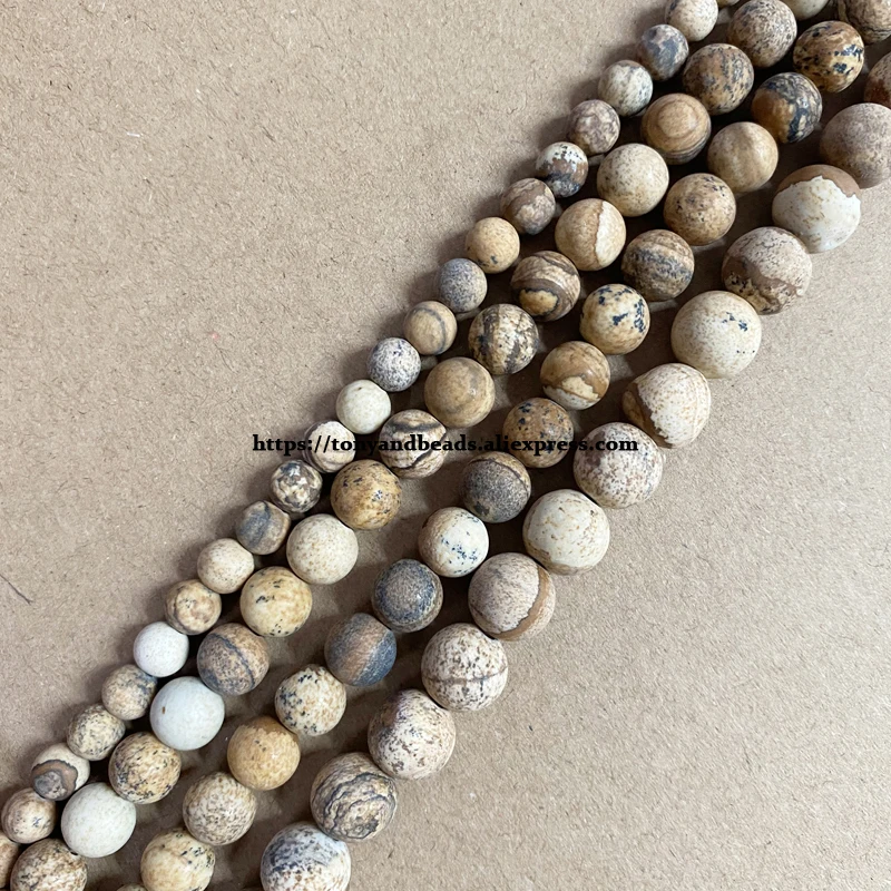 Natural Stone Matte Picture Jasper Round Loose Beads 15\