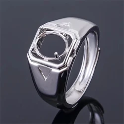 MeiBaPJ Inlay Elliptical 6*8/7*9/8*10mm Gemstone Fashion Ring /Empty Support for Men Real 925 Sterling Silver Fine Charm Jewelry