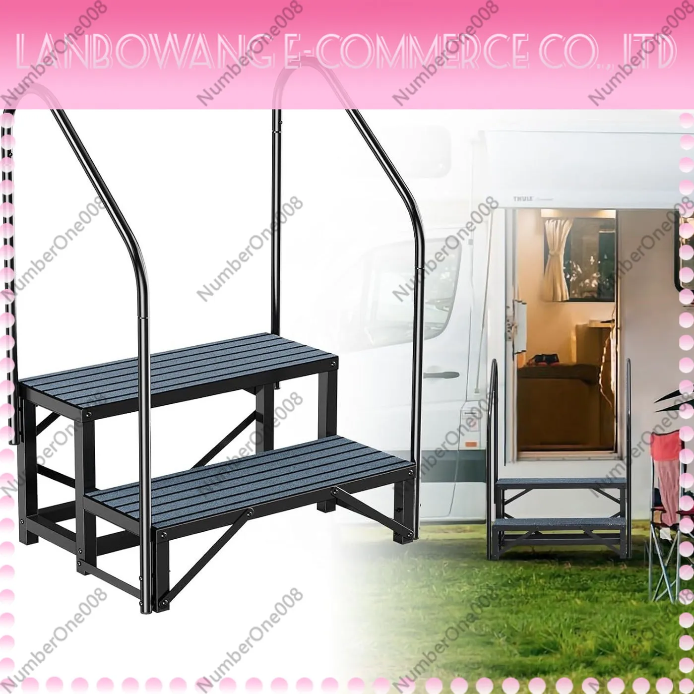 RV Step Ladder Bathroom Non-Slip Stool Multifunctional Household Stepping Platform Heavy Duty Portable Folding