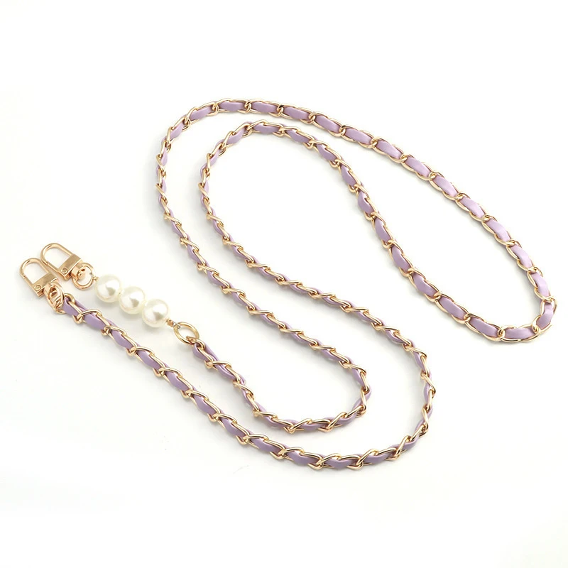 Long Cross-body Pearl Metal Leather Mobile Phone Case Lanyard Travel Climbing Rope Small Fragrance Simple Fashion Unisex