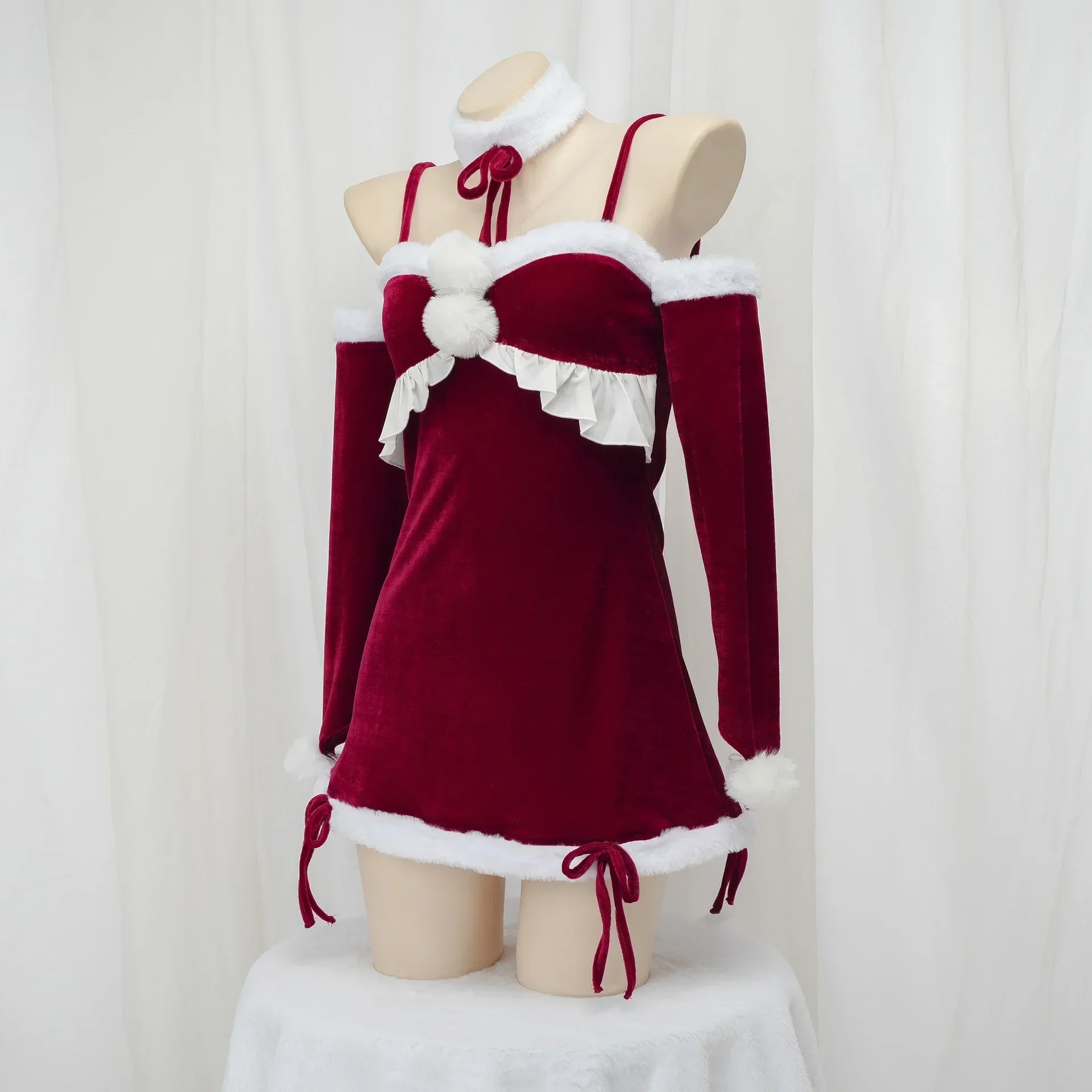 Anime Mädchen Rot Samt Kleid Weihnachten Uniform Outfits Frauen Santa Claus Cosplay Kostüm Neue Jahr Rolle Spielen Nachthemd Unterwäsche