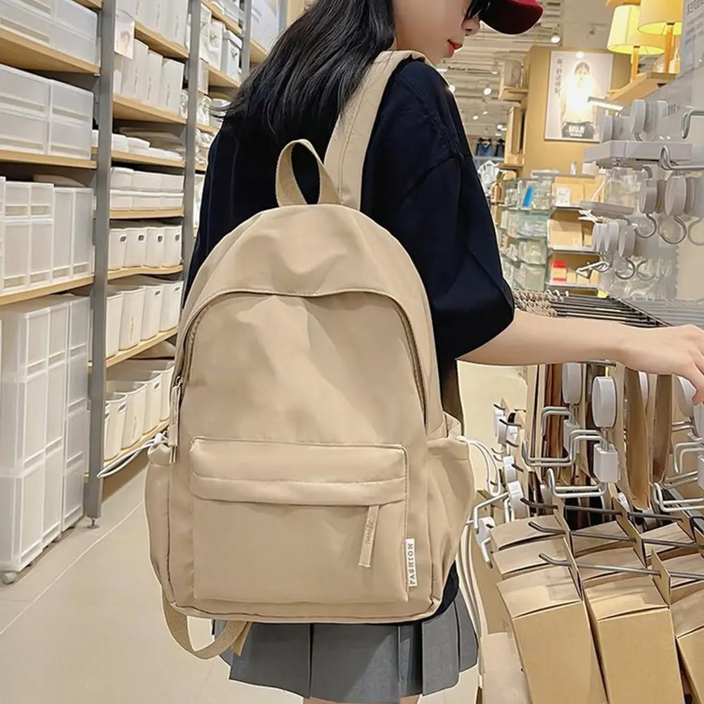 Simple Solid Color Backpack Women School Bags For Teenager Girls Bookbag Lady Travel Backbag Ins Small Fresh Cute Shoulder Bag