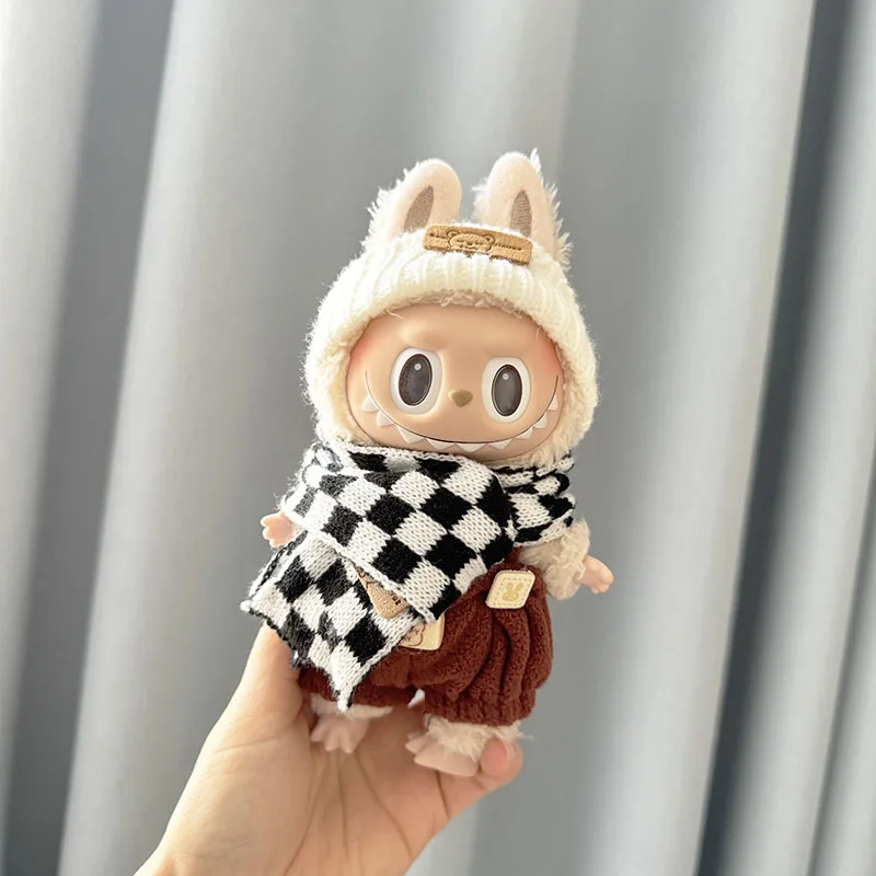 Para labubu v1 v2 v3 boneca cachecol macacão terno diy bonito terno para labubu roupas vestir-se acessórios de decoração presentes das crianças