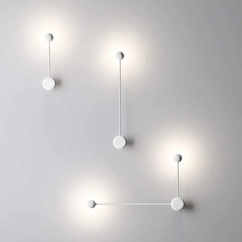 Imagem -02 - Lâmpada de Parede Led Nórdica para Sala de Estar Linha Minimalista Moderna Luzes de Parede Preto e Branco Lâmpada de Cabeceira