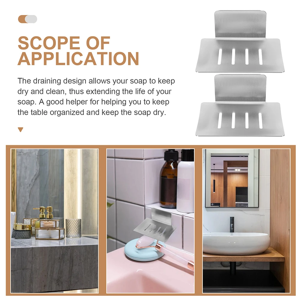 

Stainless Steel Tray Waterproof Rustproof Wall Mount Holder for Bathroom Shower Kitchen Bathtub Countertop Draining Design Easy