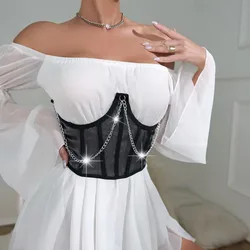 Corsé de cadena para mujer, soporte de cintura, Top corto gótico negro con cordones, moldeador de cintura, corsé decorativo, accesorio para mujer