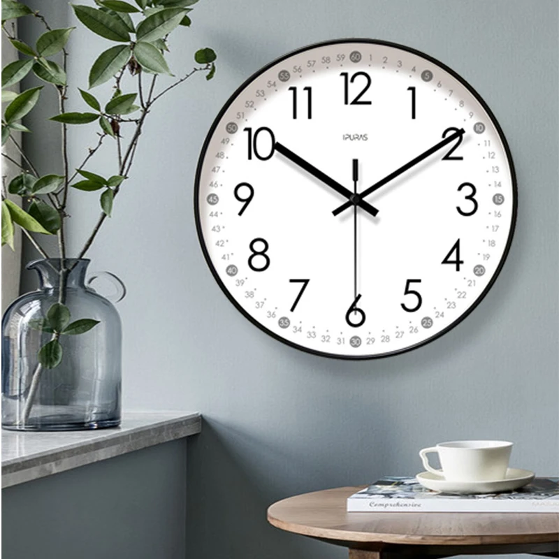10/12/14 inch Silent Living Room Wall Clock Cartoon Early Education Household Clock Hanging Mute Sweeping Quartz digital Clocks