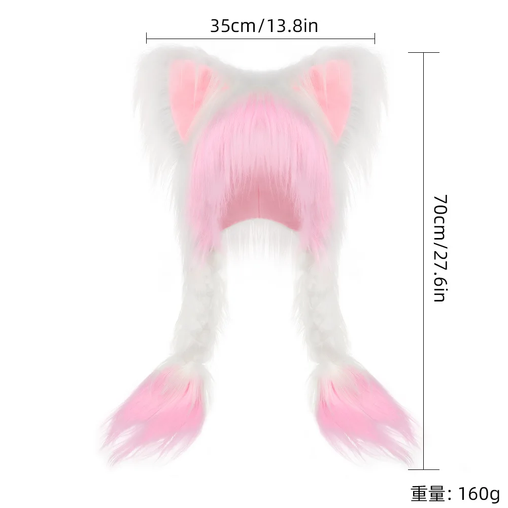 Anime cute cat hat y2k animation surrounding wild cat ear plush