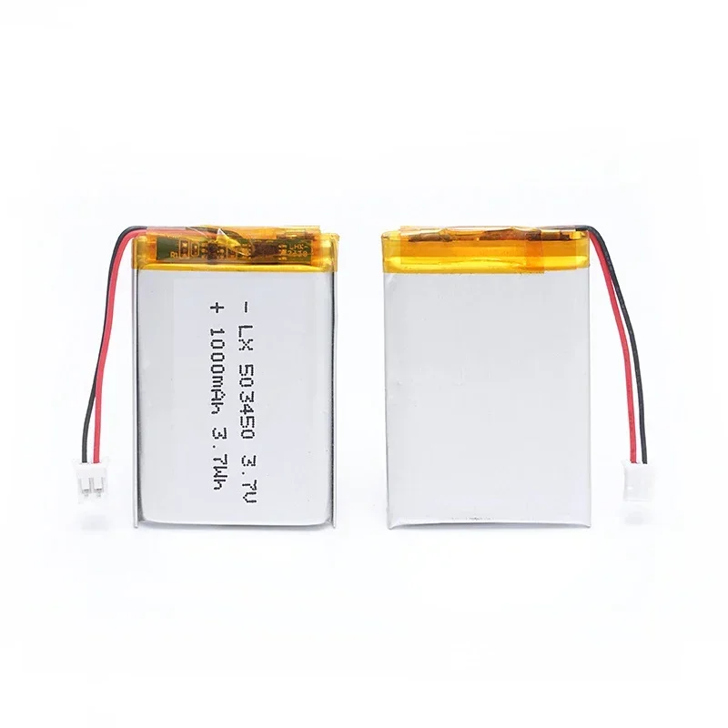 503450/ 523450 1000mAh 3.7V Lithium Polymer Rechargeable Battery with PH2.0 Plug for GPS Phone MP3 Walkie Talkie PS4 Accessories