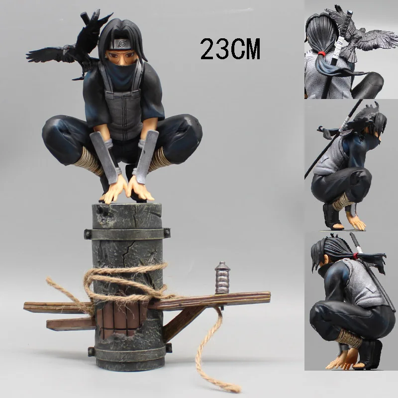 

23cm Naruto Shippuden Action Figure Uchiha Itachi Figure Figuarts Tsukuyomi Statue Itachi Squatting Model PVC Collectible Toys