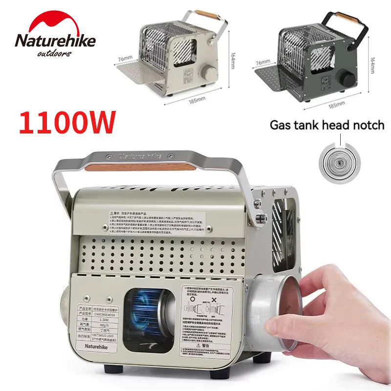Naturehike 1100W Mini Chauffage Portable Multifonctionnel pour Tente de Camping Extérieure, Hiver, Intérieur, et Réchaud à Gaz Cassette pour Infusion de Thé