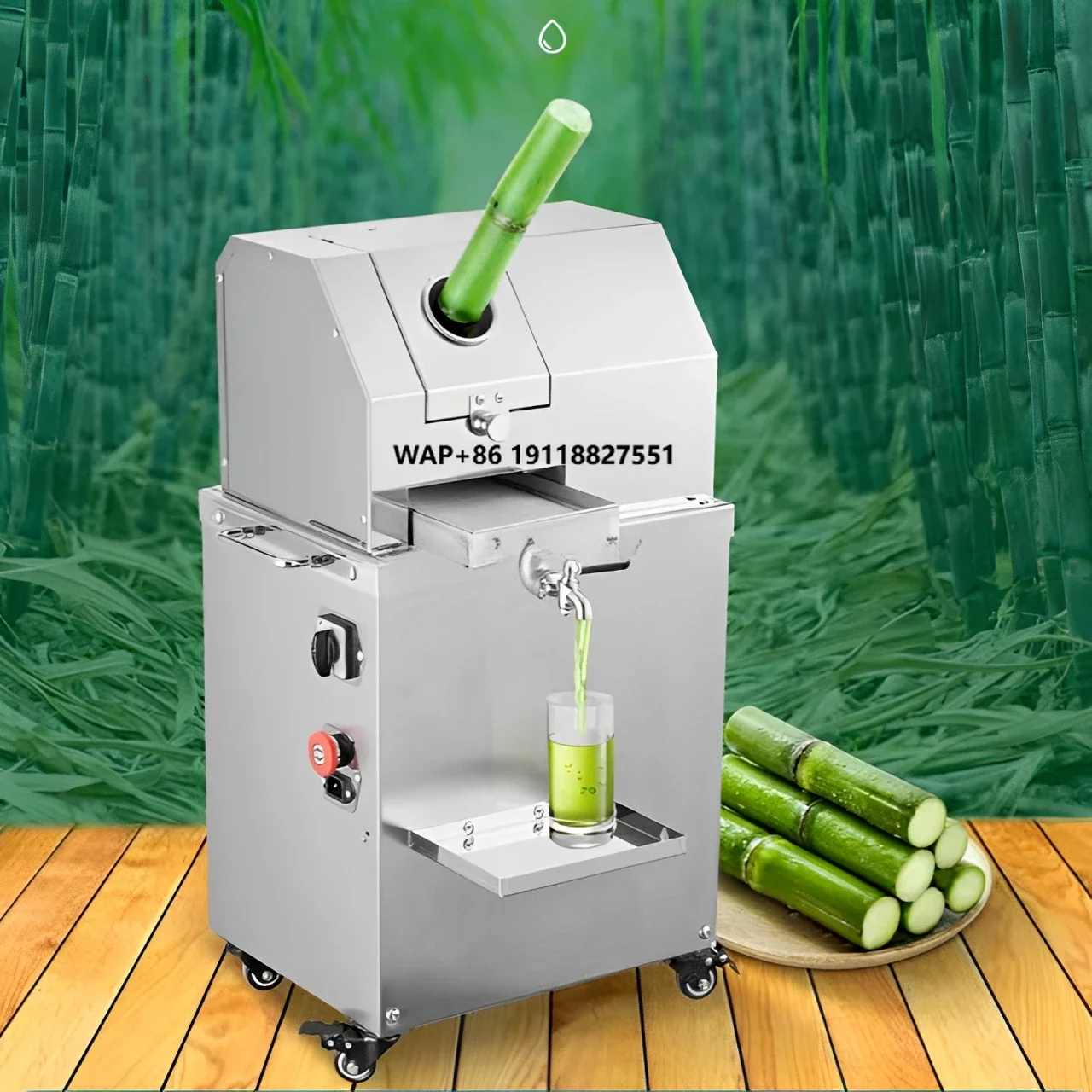 

Easy To Clean Professional Stainless Steel Commercial Desktop Electric Cold Press Sugarcane Machine Sugarcane Juicer With Wheels