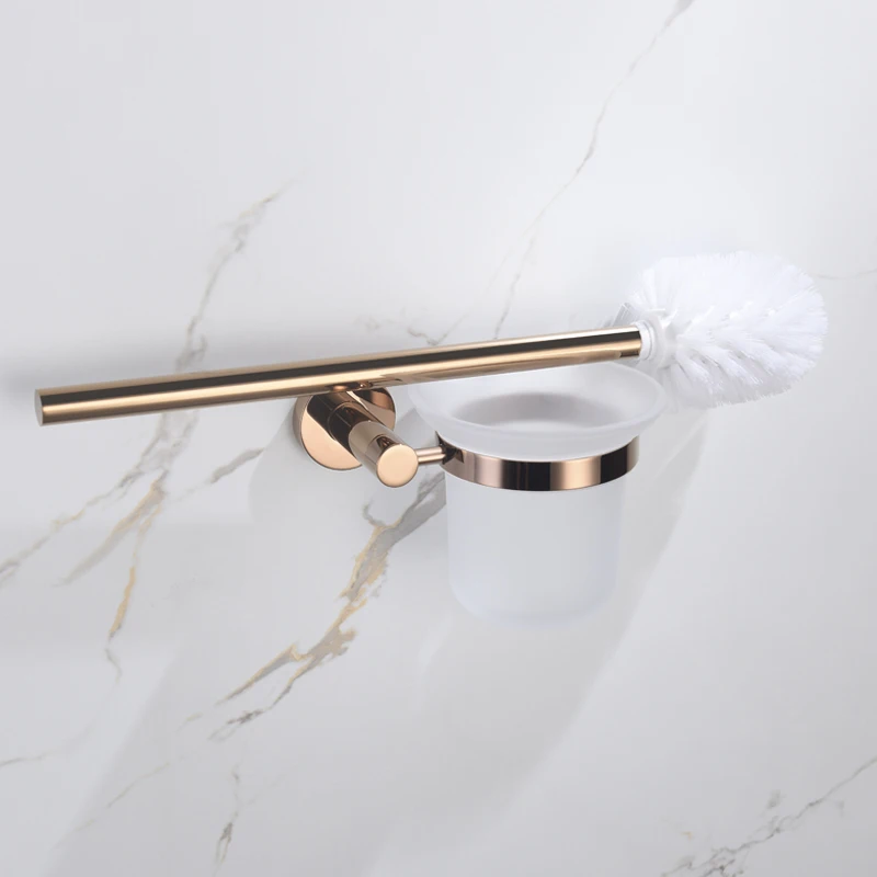 Bathroom Accessories Toilet Brush Paper Holder Polished Rose Gold Towel Bar Hooks Stainless Steel Wall Mount Bath Hardware Sets