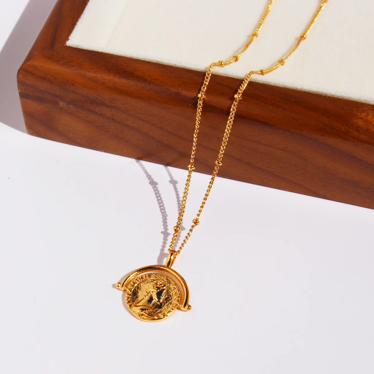 Vintage Roman Theme Double Sided Relief Medallion Necklace Lucky Coin Charm Brass Gold Plated Jewelry Gift‌