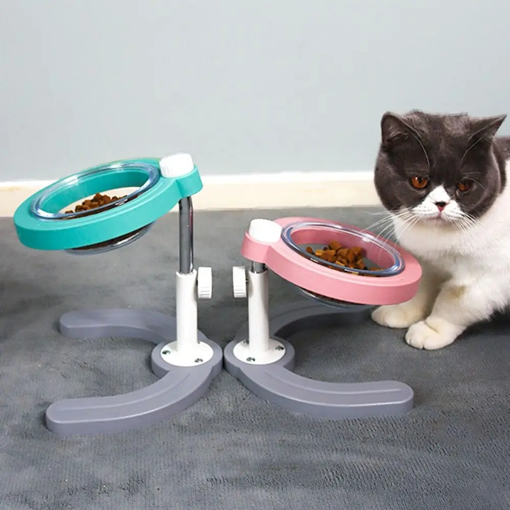

Non-slip Adjustable Pets Lifting Bowl Adjustable Height Removable Dog Glass Tableware Rubber Base Stand Protects Cervical Spine