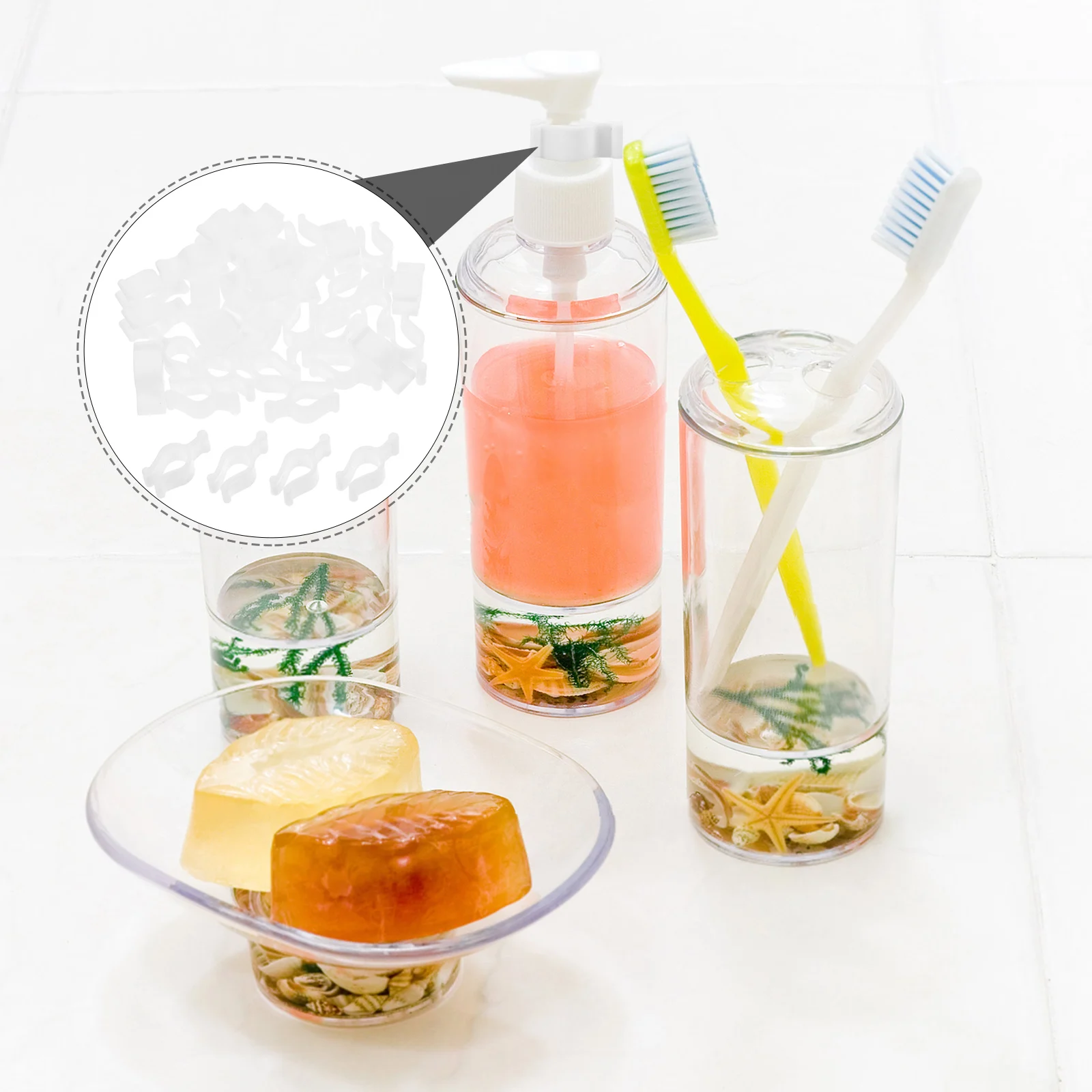 

30Pcs Leakproof Pump Collar Clip Bottle Lock for Shampoo Lotion Cleansing Oil Dispenser Pump Head Secure Closure