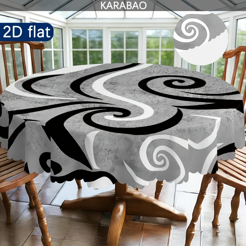 One abstract vortex pattern round tablecloth, fashionable and artistic design outdoor tablecloth.