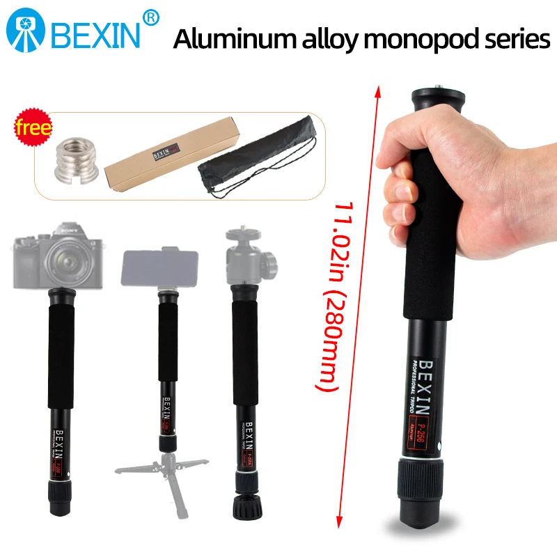 BEXIN P256 professional photography monopod convenient mobile travel monopod aluminum telescopic cane holder for SLR camera