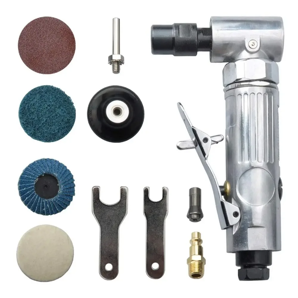 

Angle Air Die Grinder 1/4" with 4 Pcs 2" Roll Lock Sanding Discs Polished 90 Degree Pneumatic Die Grinder with Sanding Tool Kit
