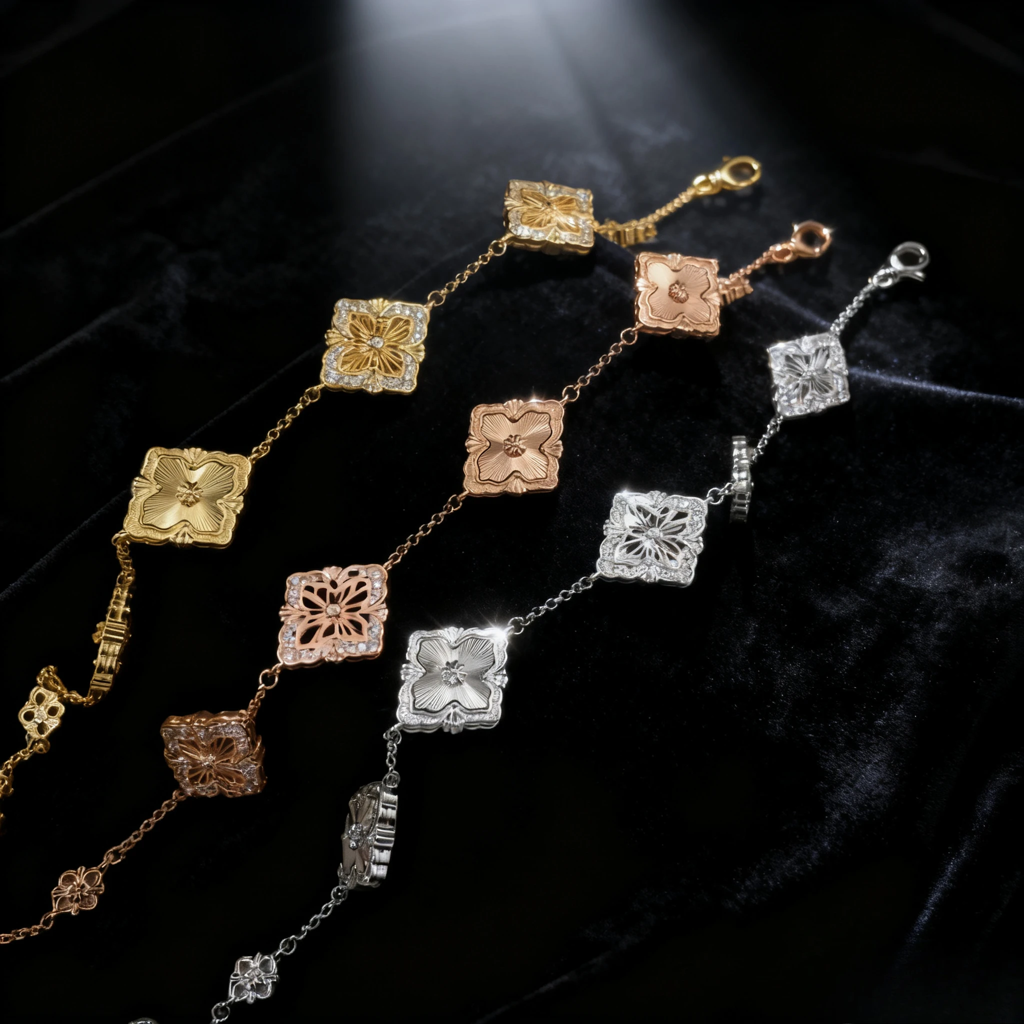 

2025 Trendy Jewelry Pure Silver Bracelet New Laser Five Flower Bracelet