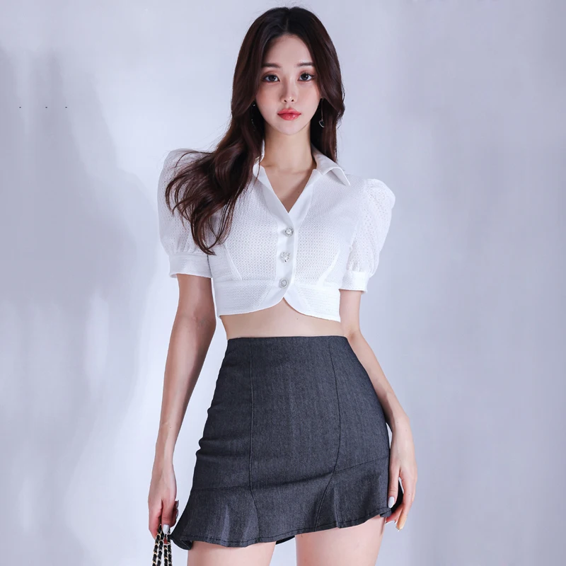 

Elegant Two Piece Set Women Korean Designer Sweet Mini Skirt Suit Female Office Lady Solid Casual Set 2023 New