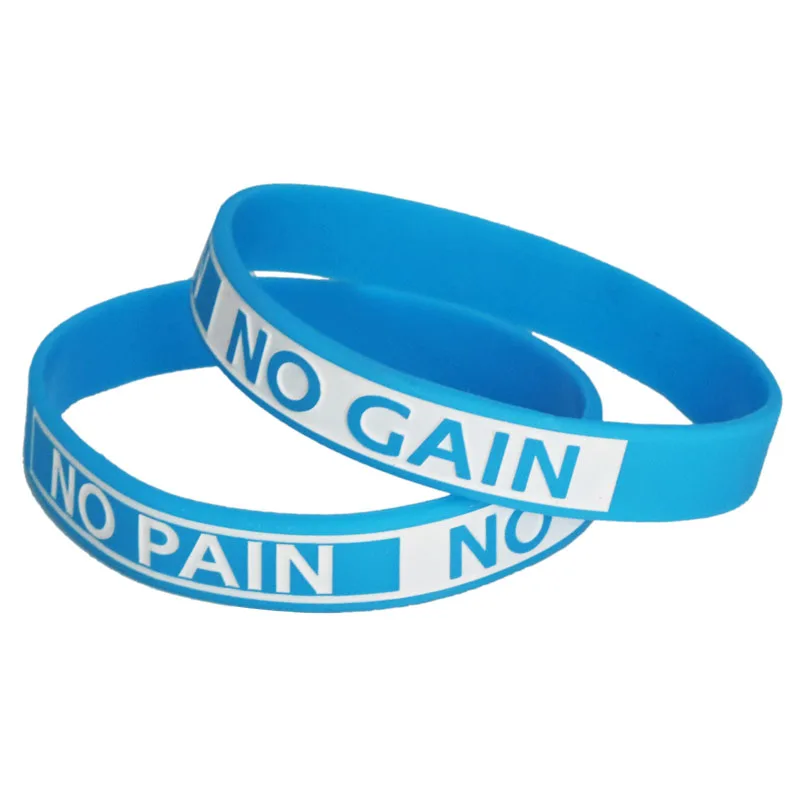 1PC New Design No Pain No Gain Silicone Wristband Motto Inspirational Rubber Bracelets & Bangles Fitness Armband Gift SH082