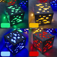 78mm Minecraft Mineral Block Shaped Small Night Light Anime Children Bedroom Bedside Lamp Boy Girl Night Light Toy Birthday Gift