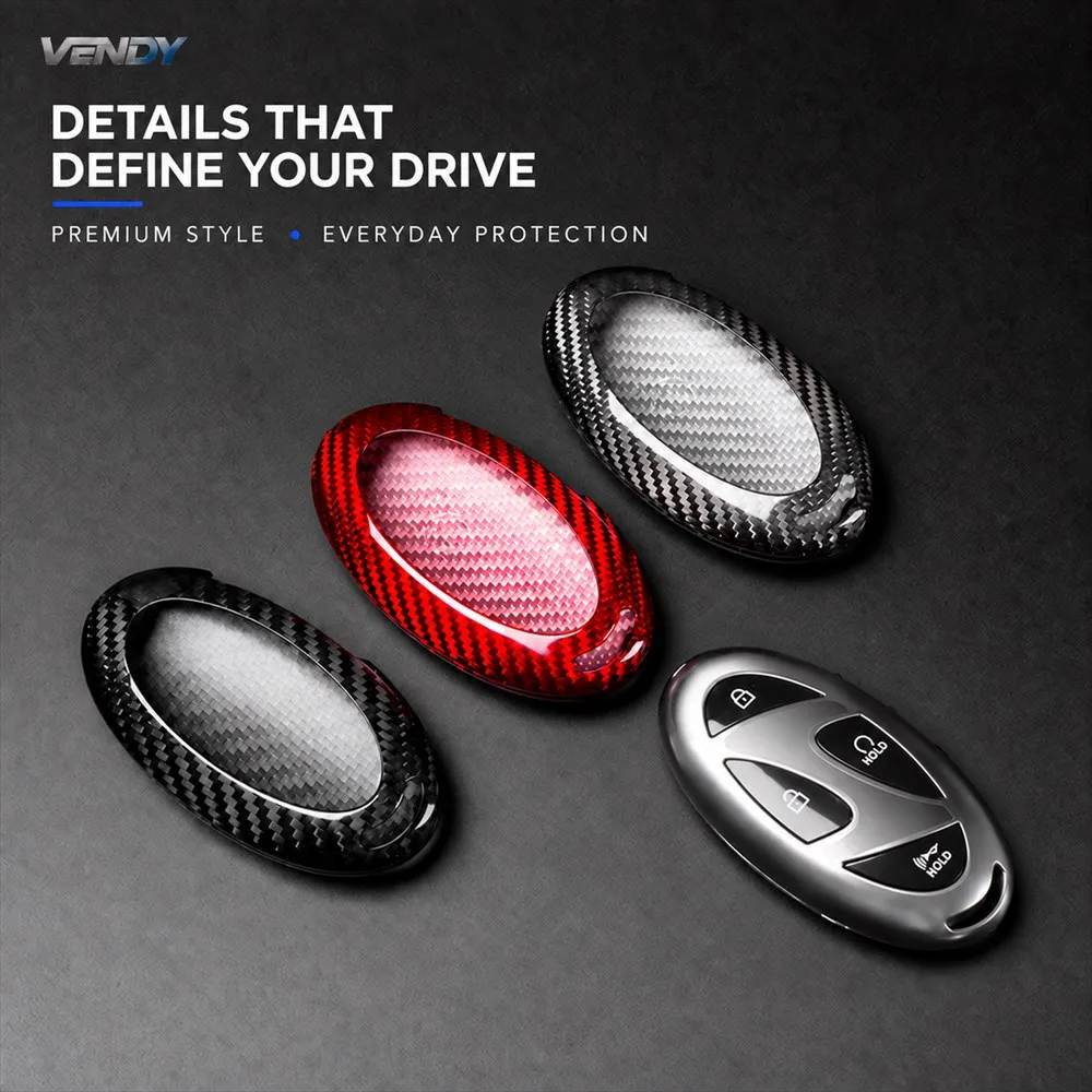 Real Carbon Fiber Car Key Case Cover Protector Shell For Hyundai Elantra Sonata Tucson Santa Fe Palisade Kona IONIQ 2020-2025