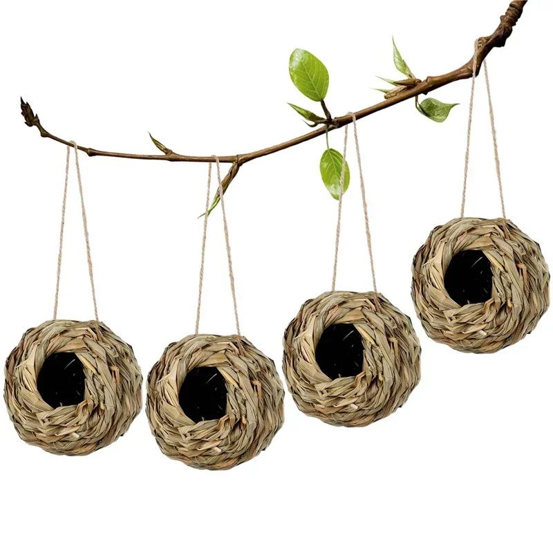 Nest Bird Cage Grass Egg Cage Bird House Outdoor Decorative Weaved Hanging Parrot Nest Houses Pet Bedroom view 5
