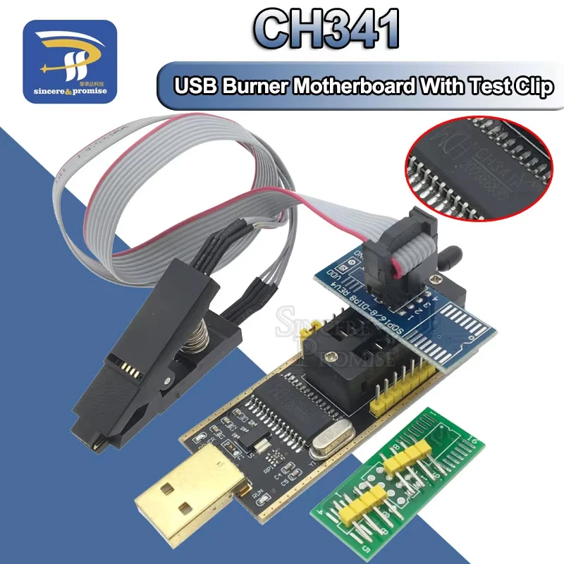 SOIC8 SOP8 Test Clip For EEPROM 93CXX / 25CXX / 24CXX Adapter + CH341 24 25 Series Flash BIOS USB Programmer Module