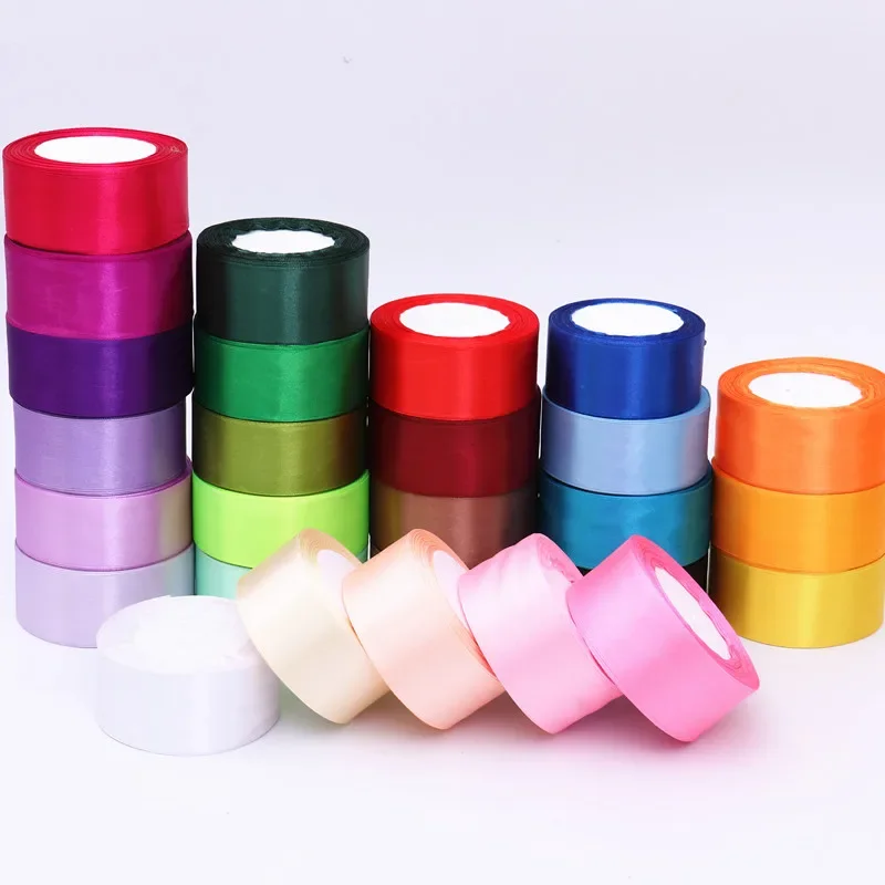 22Meters/roll 6/10/15/20/25/40/50mm Polyester Satin Ribbon for Wedding Home Cake Gift Wrapping DIY Handmade Sewing Accessories