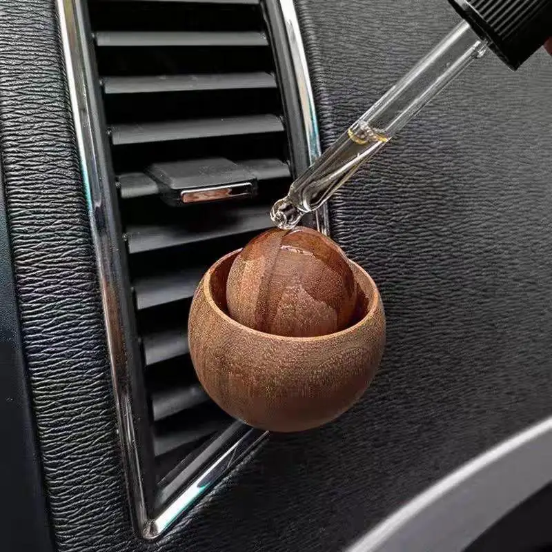 

Spherical Wooden Car Essential Oil Diffuser Car Aromatherapy Clip Car Air Freshener Auto Decoration