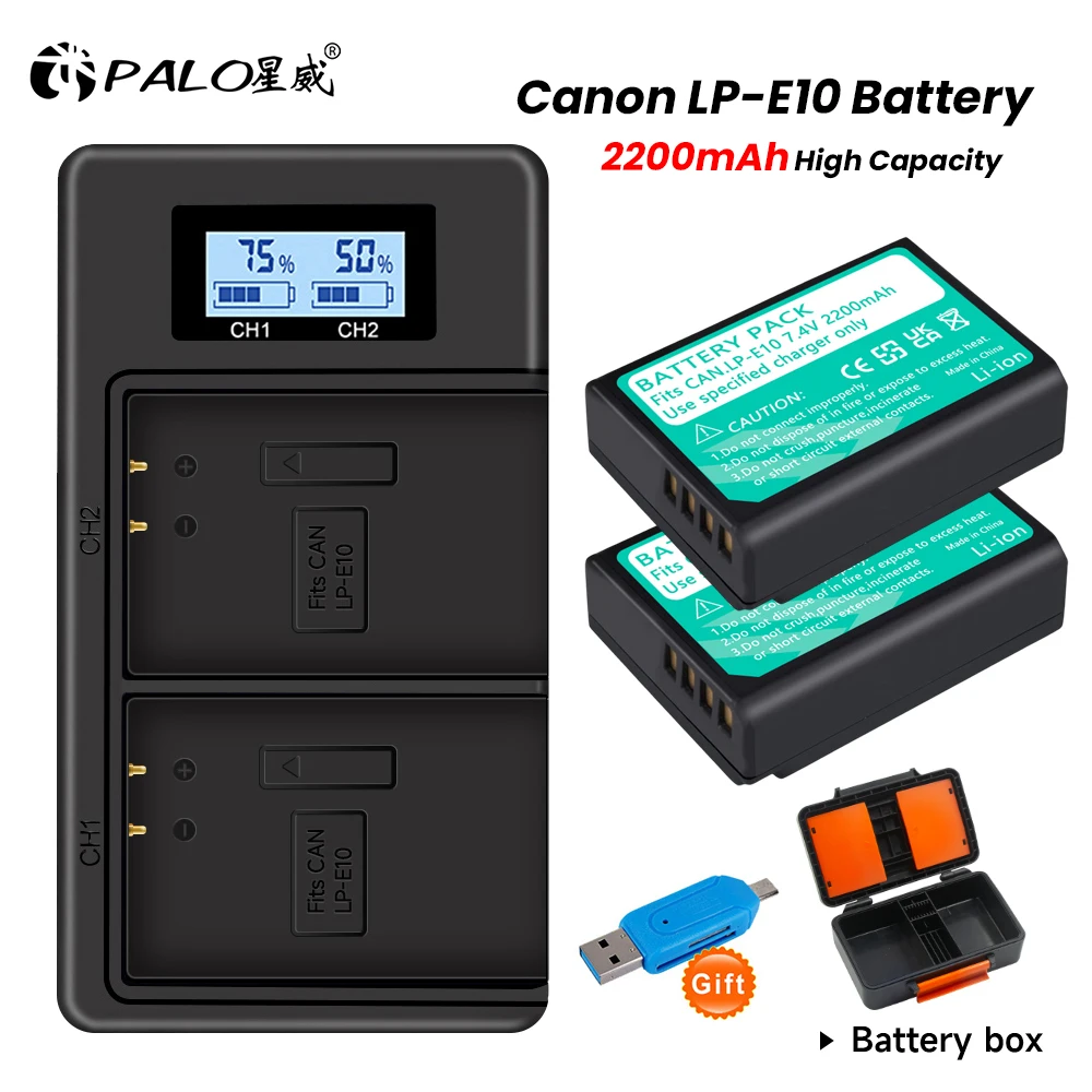 

PALO LP-E10 LPE10 LP E10 Camera Battery + USB LCD Charger for Canon EOS 1100D 1200D 1300D Rebel T3 T5 T6 KISS X50 X70 Battery