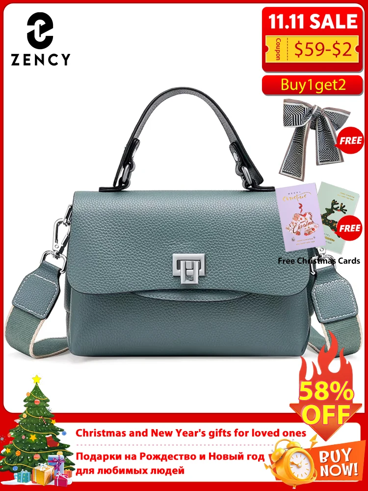 

Zency Women's Genuine Leather Top-Handle Bag Simple Fashion Envelope Luxury Brand Shoulder Handbag Small Crossbody for Female